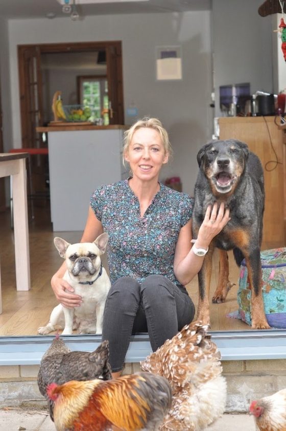 Mary at home with her dogs